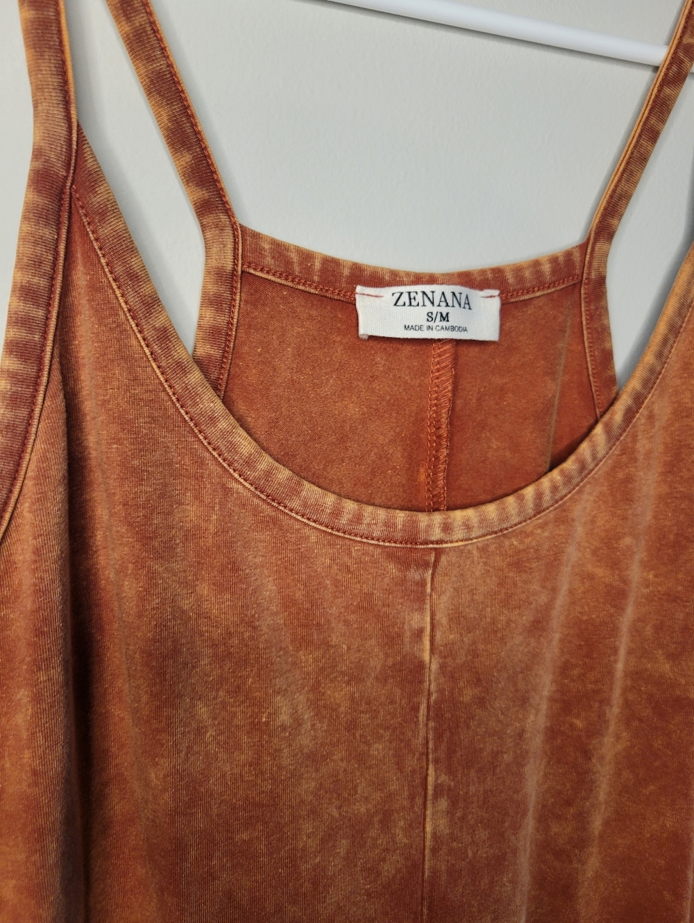 Zenana Washed Rust Jumpsuit with Pockets - Picture 2 of 3